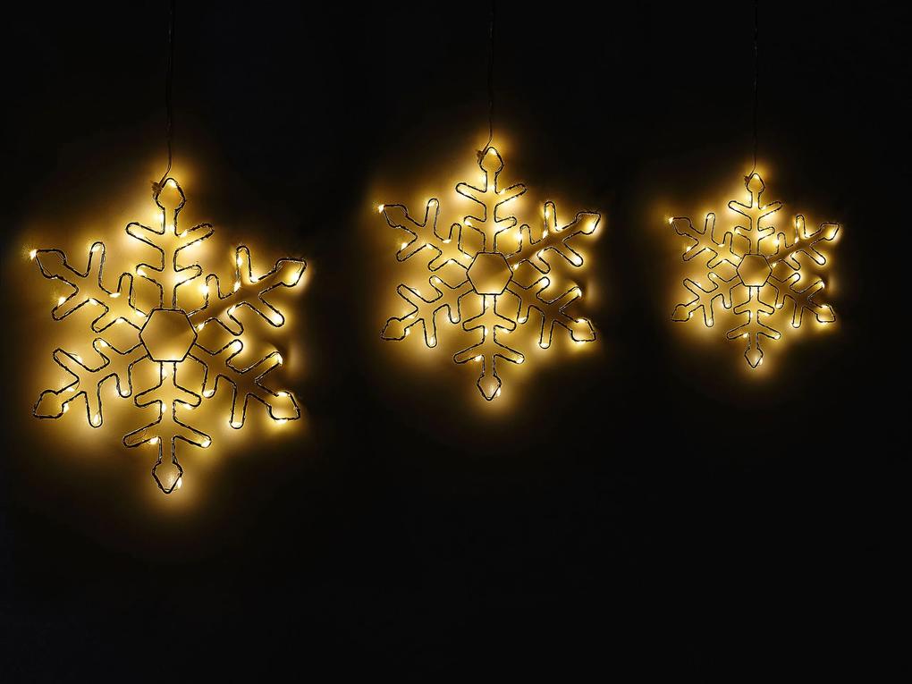 Conjunto de 3 flocos de neve prateados com LED 30/39/50 cm LOHELA Beliani