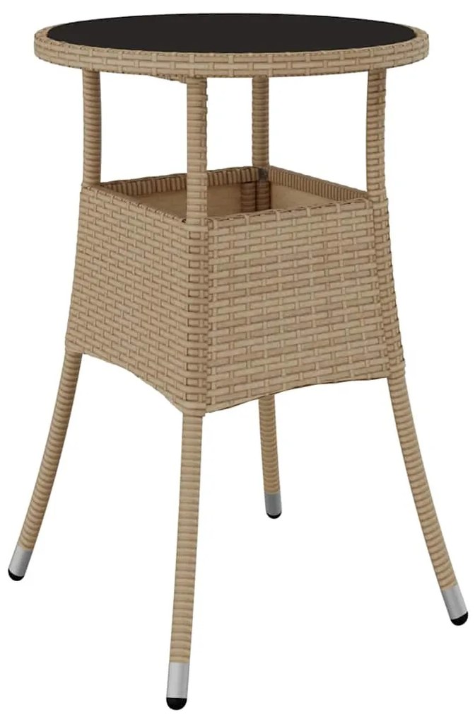 Conjunto de Jantar de Jardim 3 Peças Bege em Poli Rattan