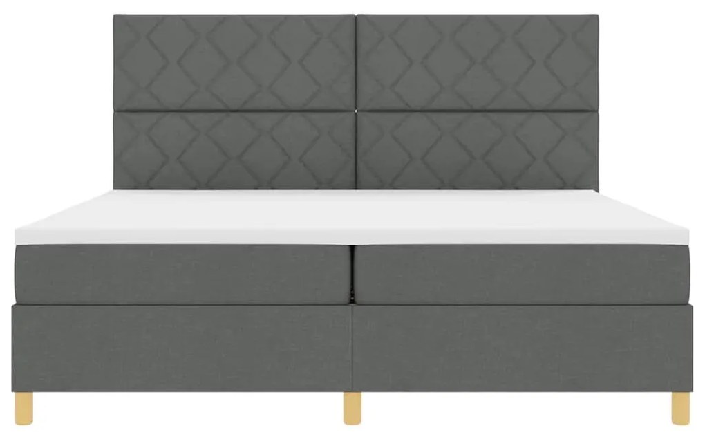 Cama Box Spring com Colchão e LED Cinza Escuro 200x200 cm Tecido