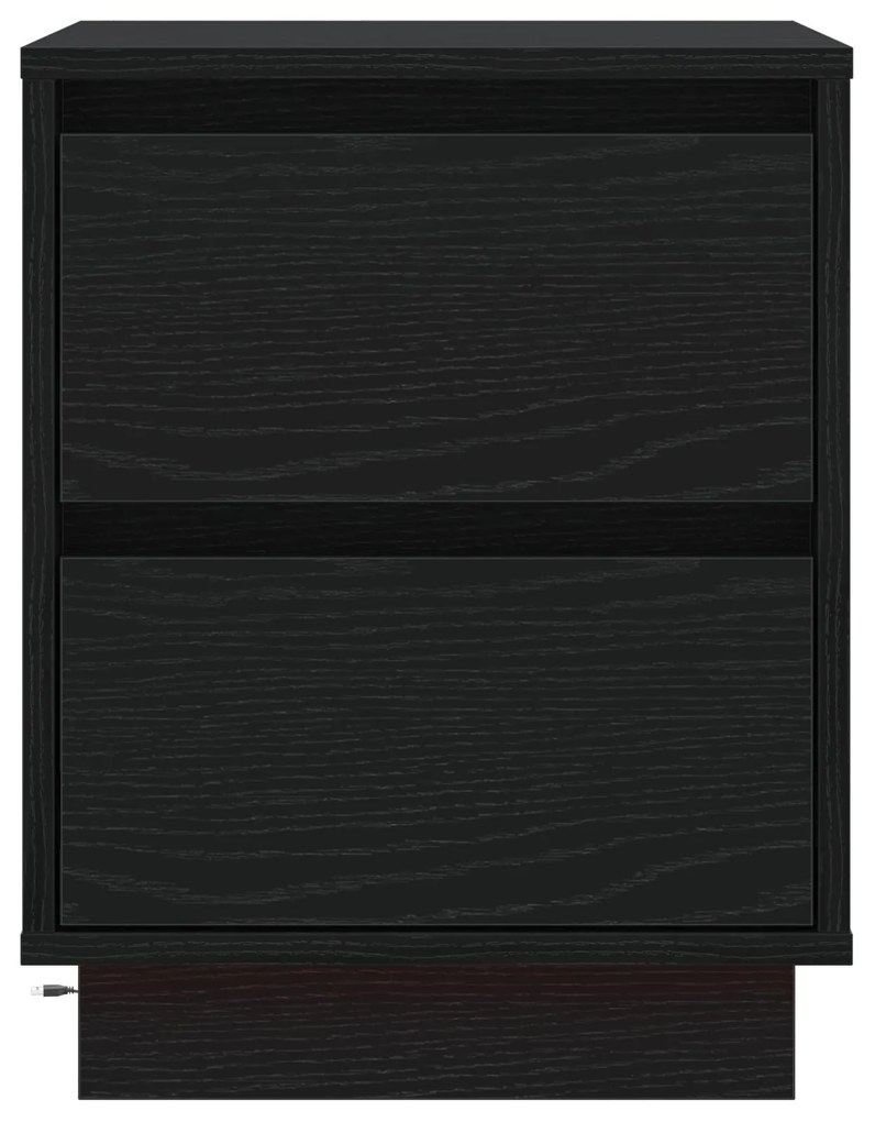 Mesa de Cabeceira com Luzes LED Preta 39x34,5x50 cm