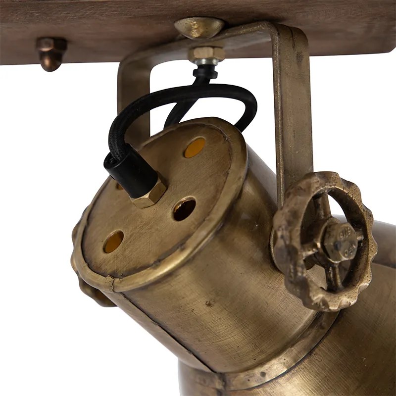 Candeeiro de teto bronze 2-luzes com madeira - Mangoes Industrial
