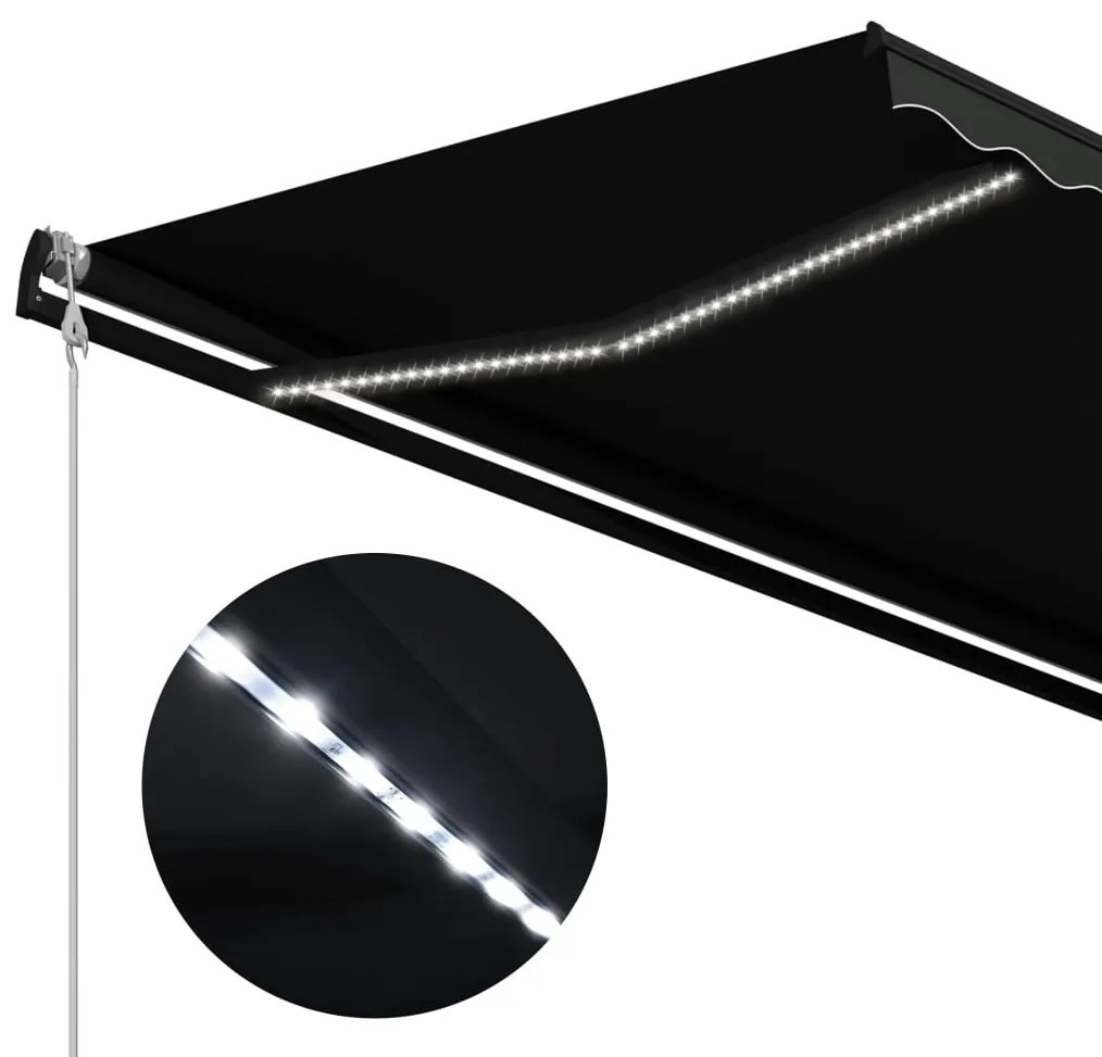 Toldo retrátil com sensor de vento e LED 600x300 cm antracite