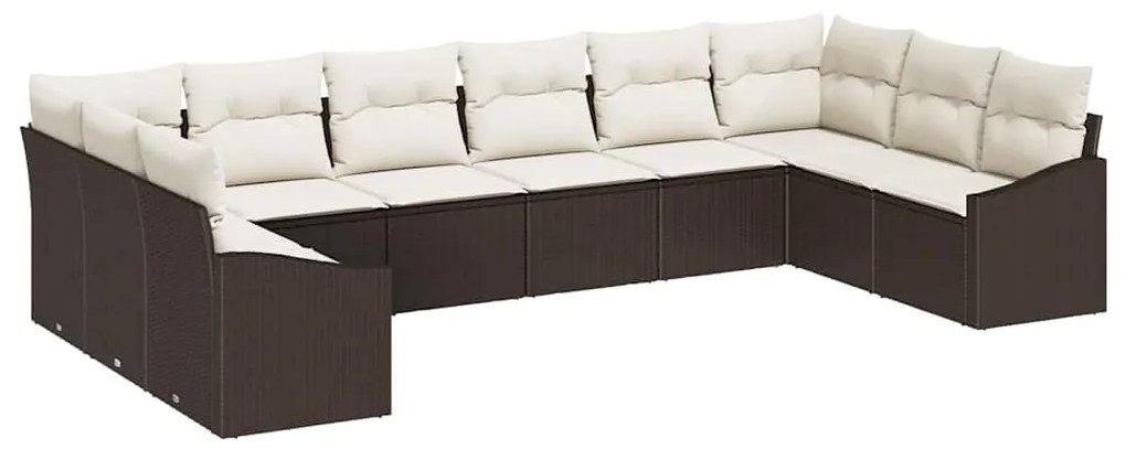 Conjunto de Jantar de Jardim com 10 Peças e Almofadas em Rattan Castan