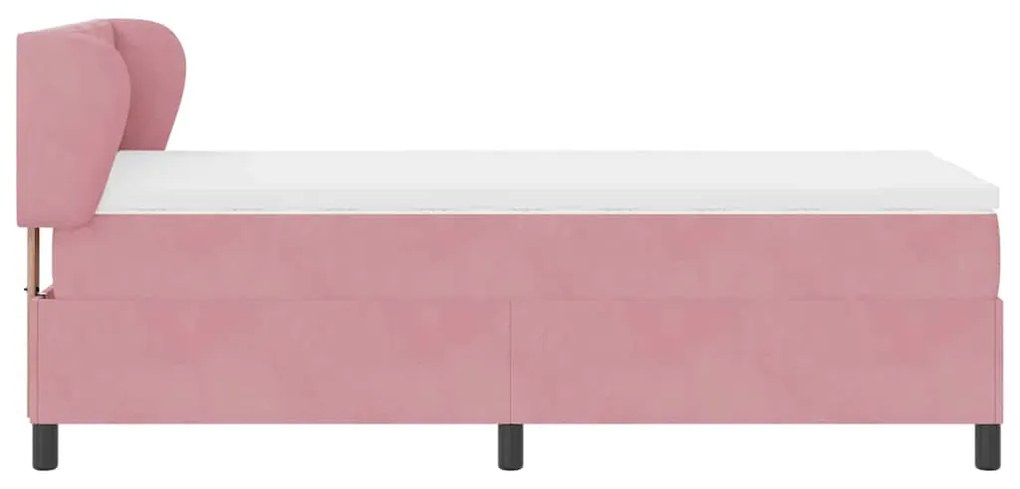 Cama Box Spring vidaXL com Colchão Rosa 90x200 cm Veludo