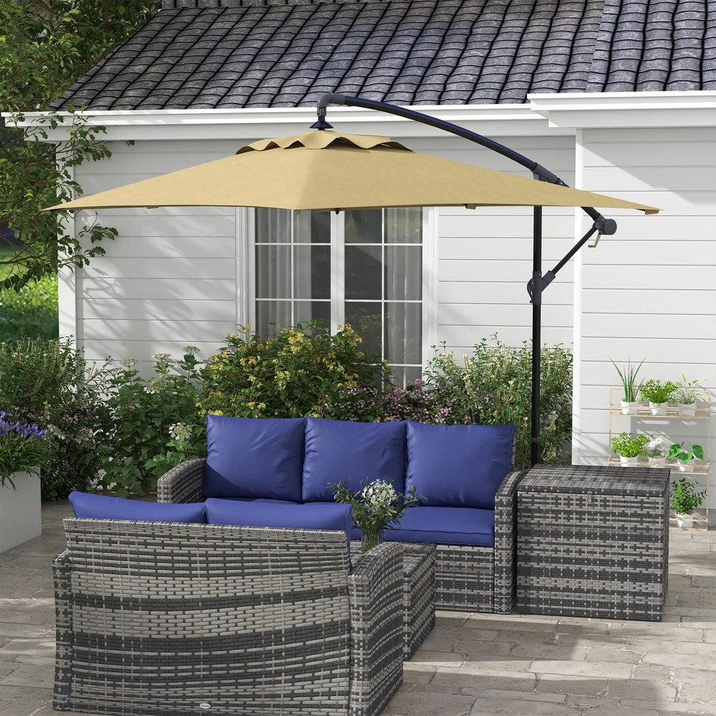Chapéu de Sol Excêntrico 294x193 cm Chapéu de Sol de Jardim com Base C
