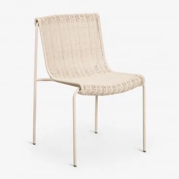 Pack De 4 Cadeiras De Jantar Em Vime Sintético E Aço Revia Tapioca Bege - Sklum