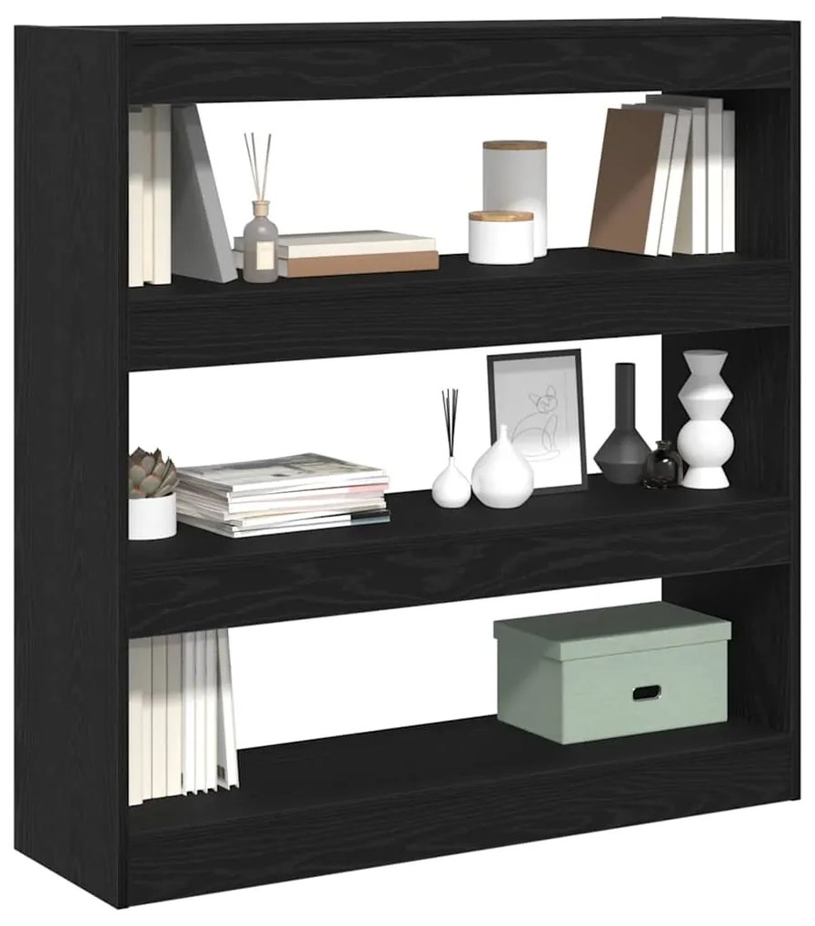 Armário de Livros/Divisor de Ambiente Carvalho Preto 100x30x103cm Made