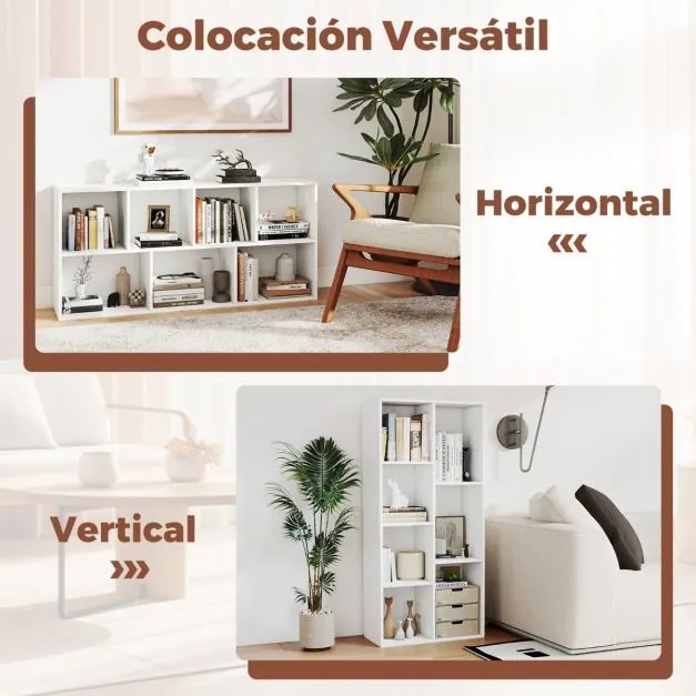 Estante sala, escritório com 7 cubos 49,5 cm x 23 cm x 106 cm vertical ou horizontal Branco