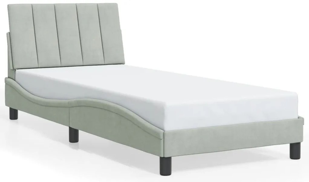 Estrutura de cama c/ luzes LED 90x200 cm veludo cinzento-claro