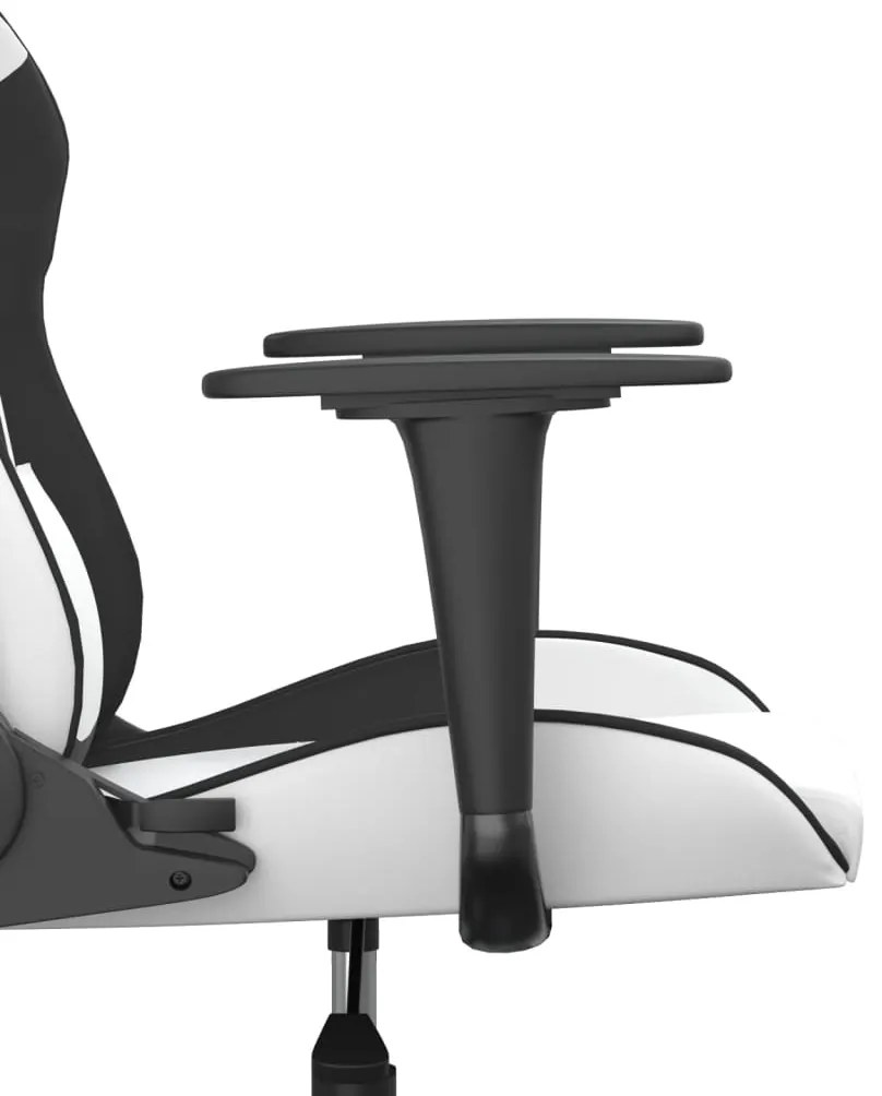Cadeira gaming massagens couro artificial branco e preto
