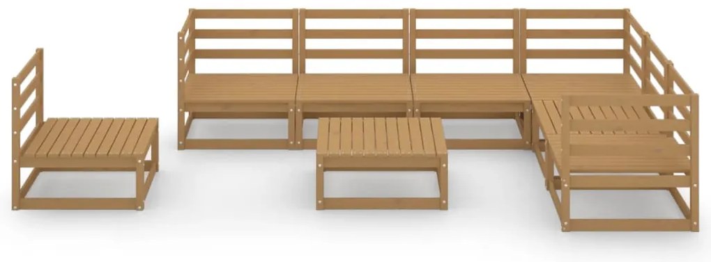 8 pcs conjunto lounge de jardim pinho sólido castanho mel