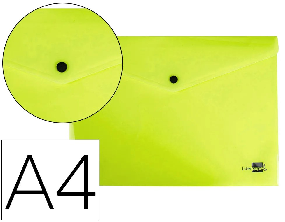 Bolsa Porta Documentos com Mola Din A4 Amarelo Fluor Opaco 50 Folhas