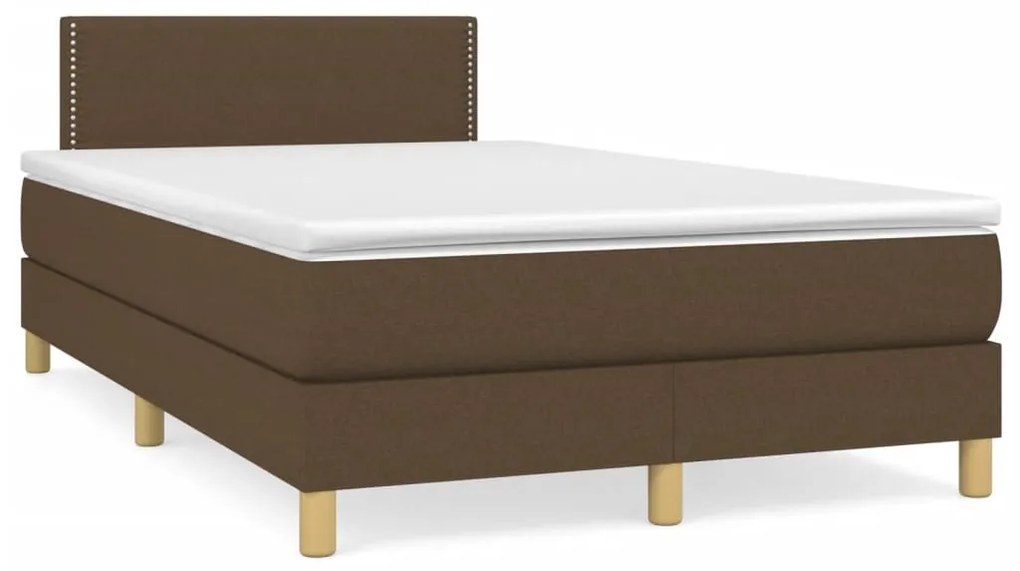 Cama boxspring com colchão 120x190 cm tecido castanho-escuro