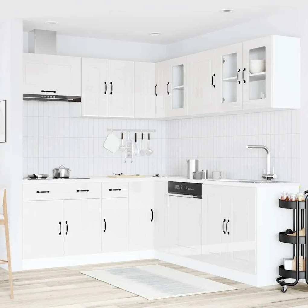 11 peças armário de cozinha conjunto Kalmar brilho branco