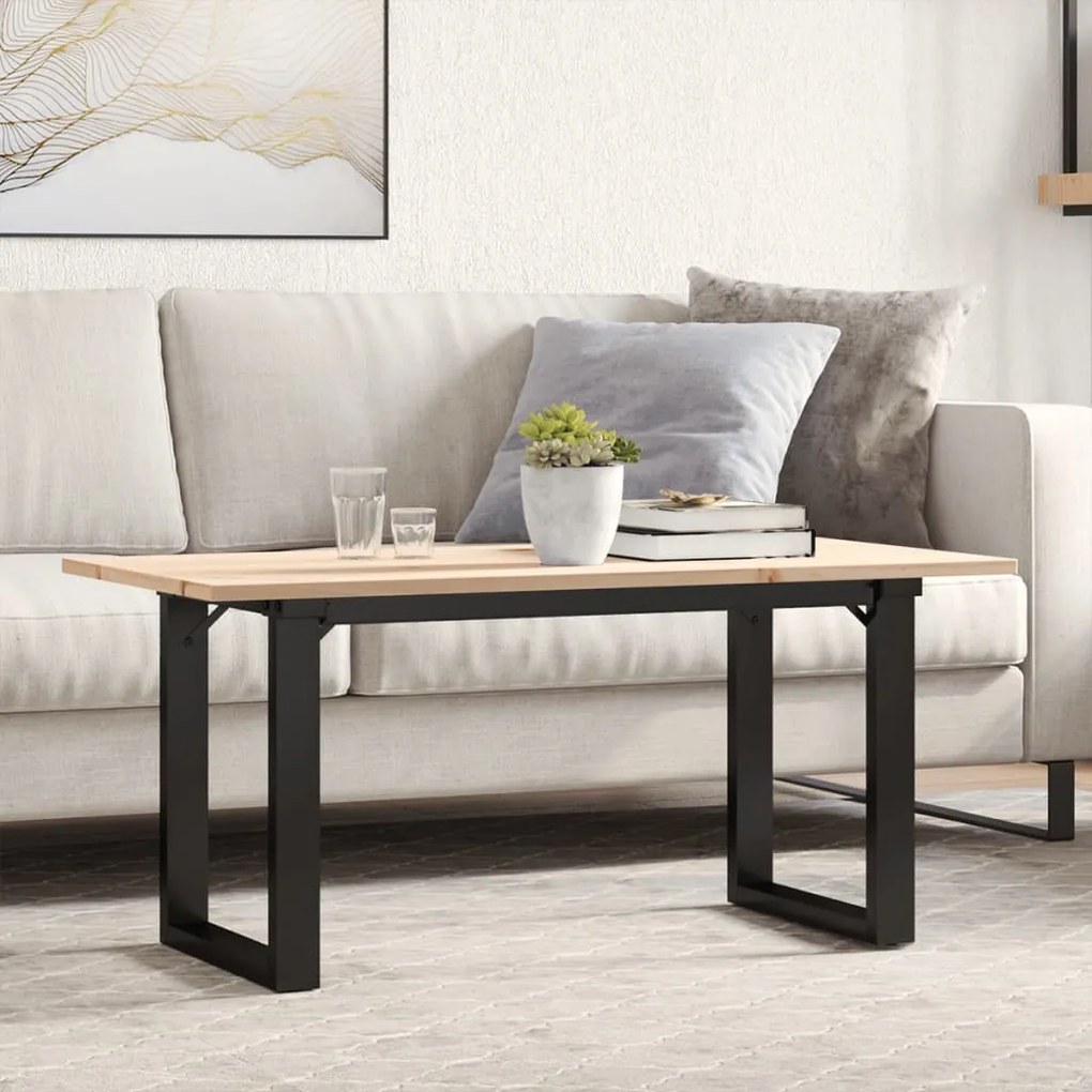 Mesa de centro estrutura em O 100x50x45cm pinho e aço