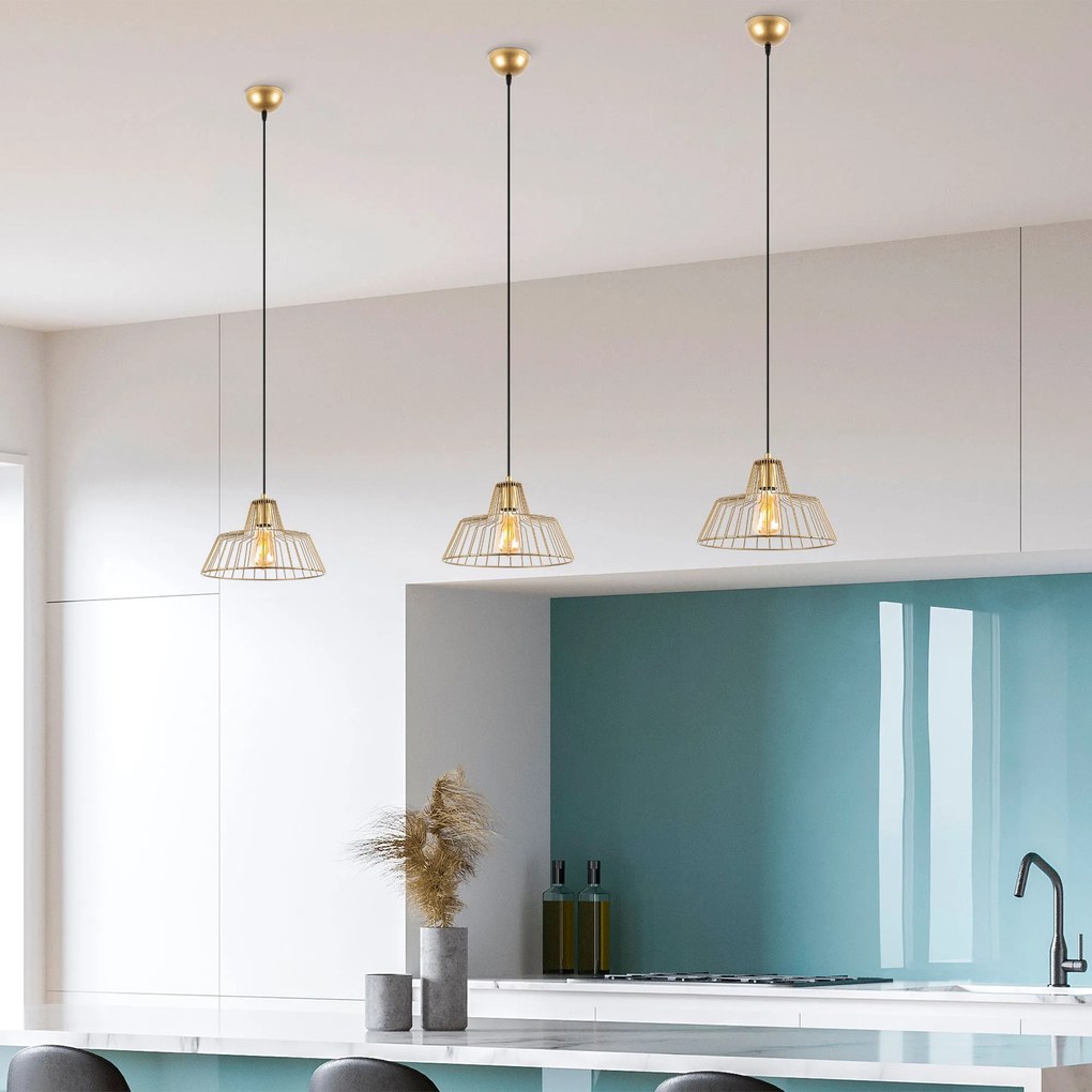 Chandelier Hakcu – Dourado Brilhante – 30 x 30 x 116 cm