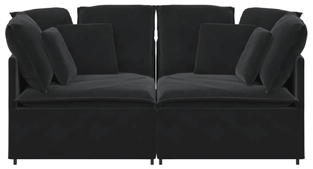 Sofá modular com almofadas veludo preto