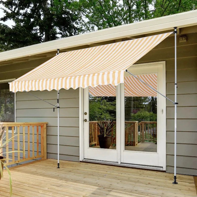 Toldo Portátil com Manivela e Altura Regulável - 3x1,5m - Amarelo e Br