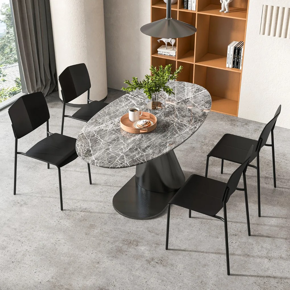 Conjunto de 4 cadeiras sem braços com encosto ergonómico e assento largo empilháveis para sala de jantar Carga 160 kg Preto