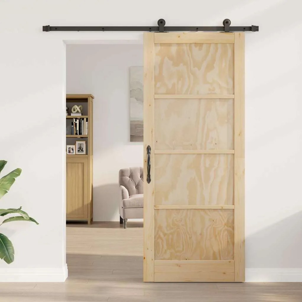 Porta de Correr vidaXL com Conjunto de Ferragens 86x211 cm Madeira Mac