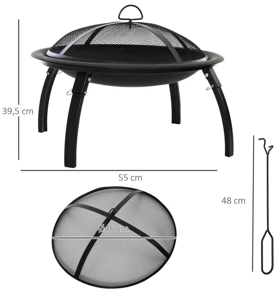 Outsunny Braseiro ao ar livre Ø56 cm Fogueira Portátil para aqueciment