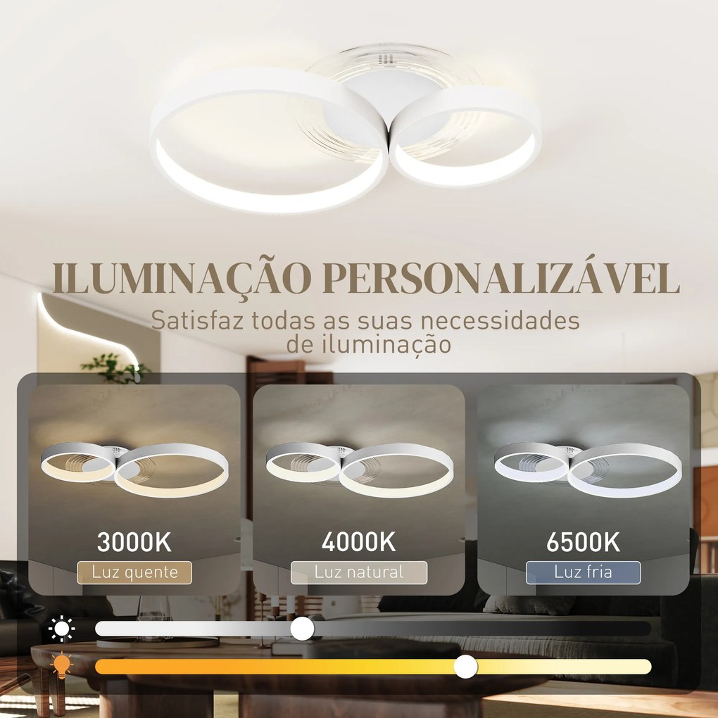 Candeeiro de Teto LED 40W Candeeiro Moderno com Iluminação LED 3000K/4000K/6500K 59x38x7,4 cm Branco