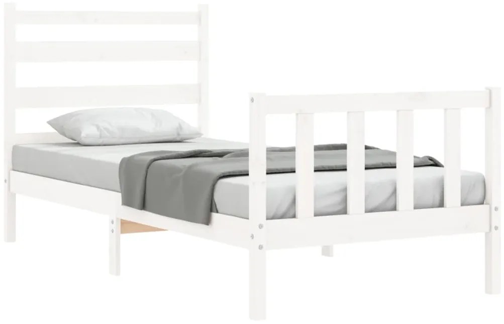 Cama sem colchão 100x200 cm madeira de pinho maciça branco