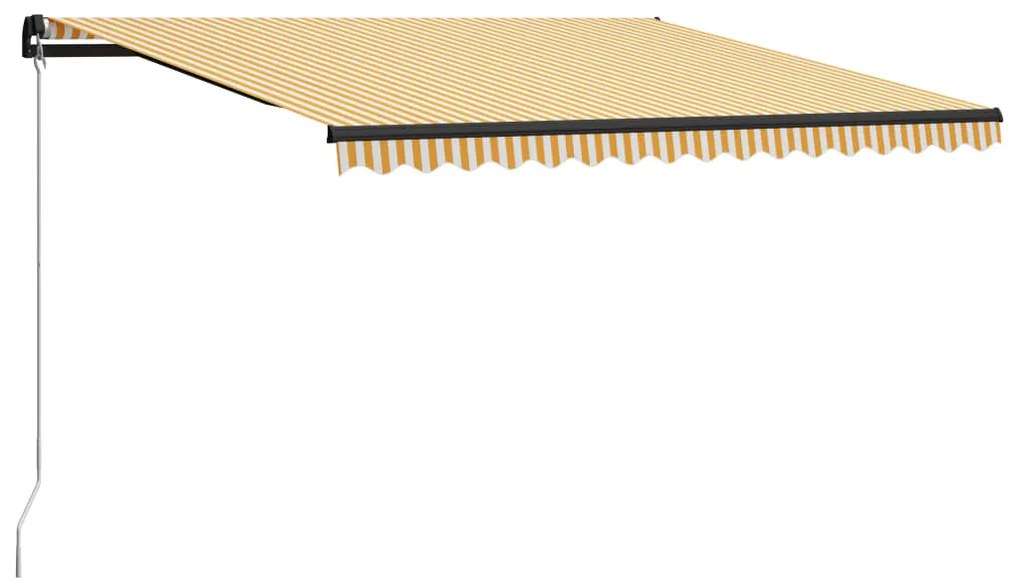 vidaXL Toldo retrátil manual 400x300 cm amarelo e branco