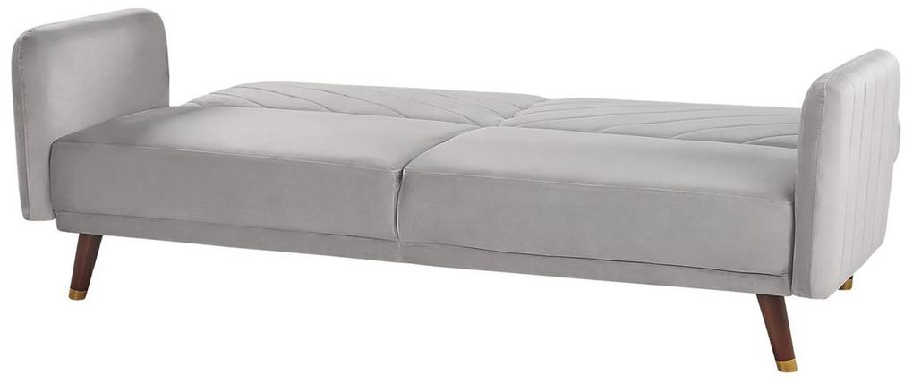 Sofá-cama de 3 lugares em veludo cinzento claro SENJA Beliani
