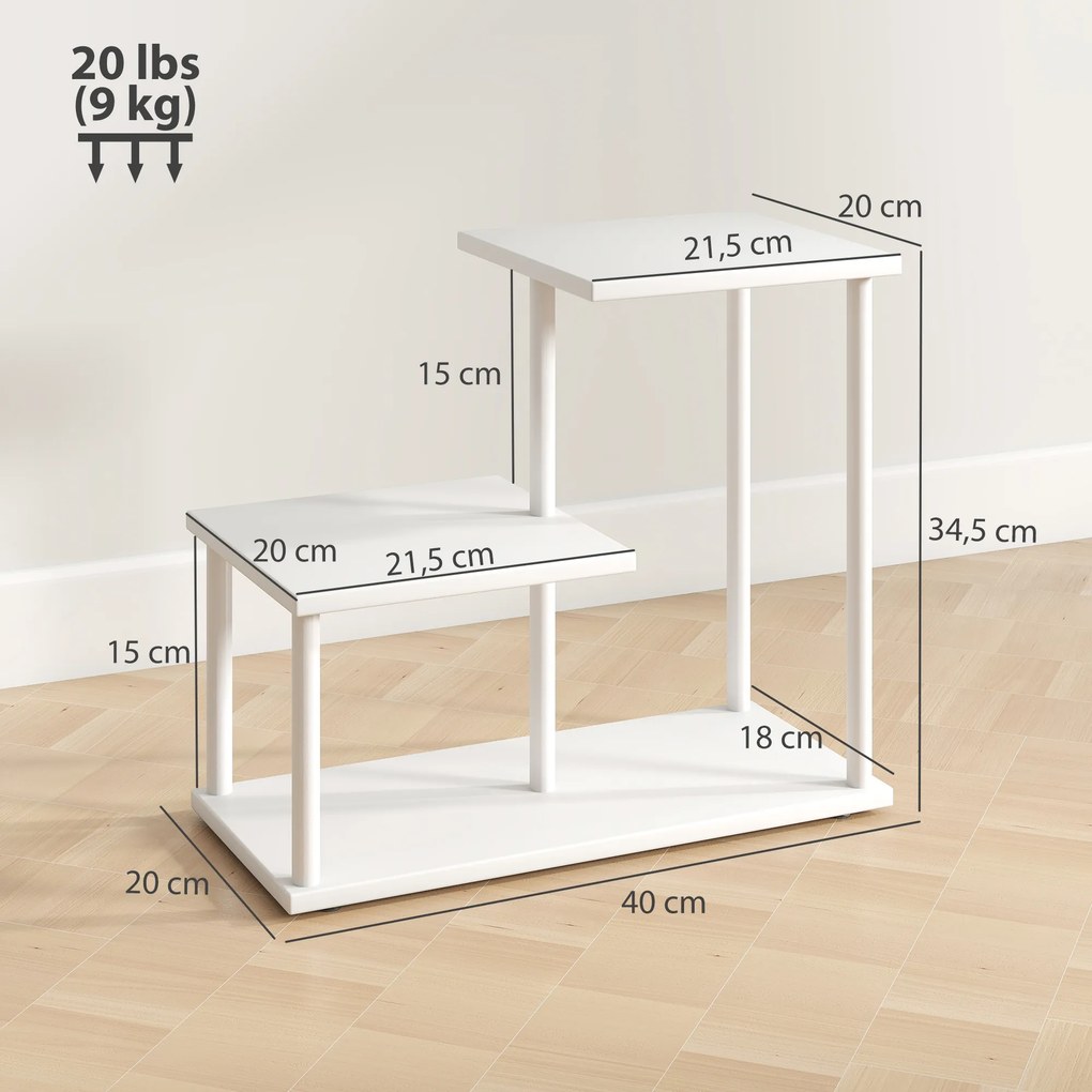 Estante de 3 Níveis Estilo Moderna com Estrutura de Metal e Prateleira de Arrumação para Secretária 40x20x34,5 cm Branco