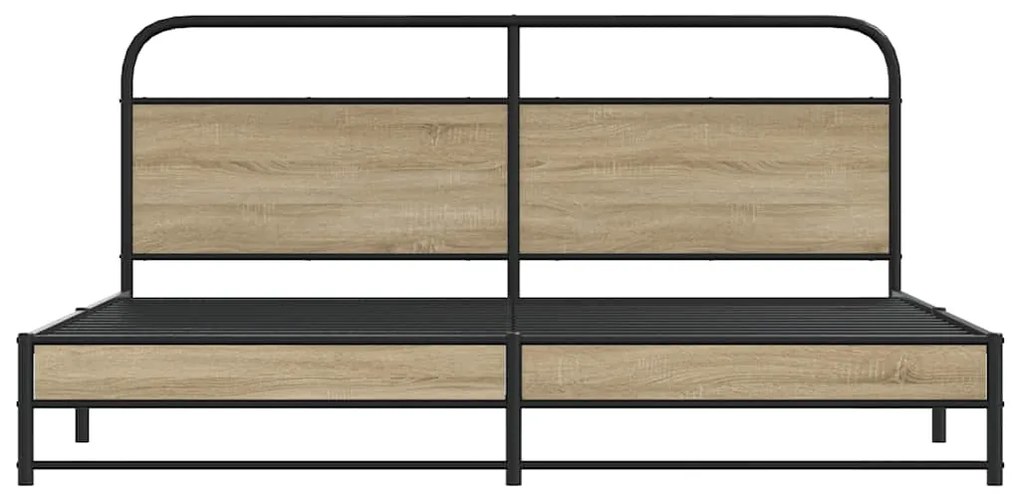 Estrutura de cama sem colchão 183x213cm metal carvalho fumado