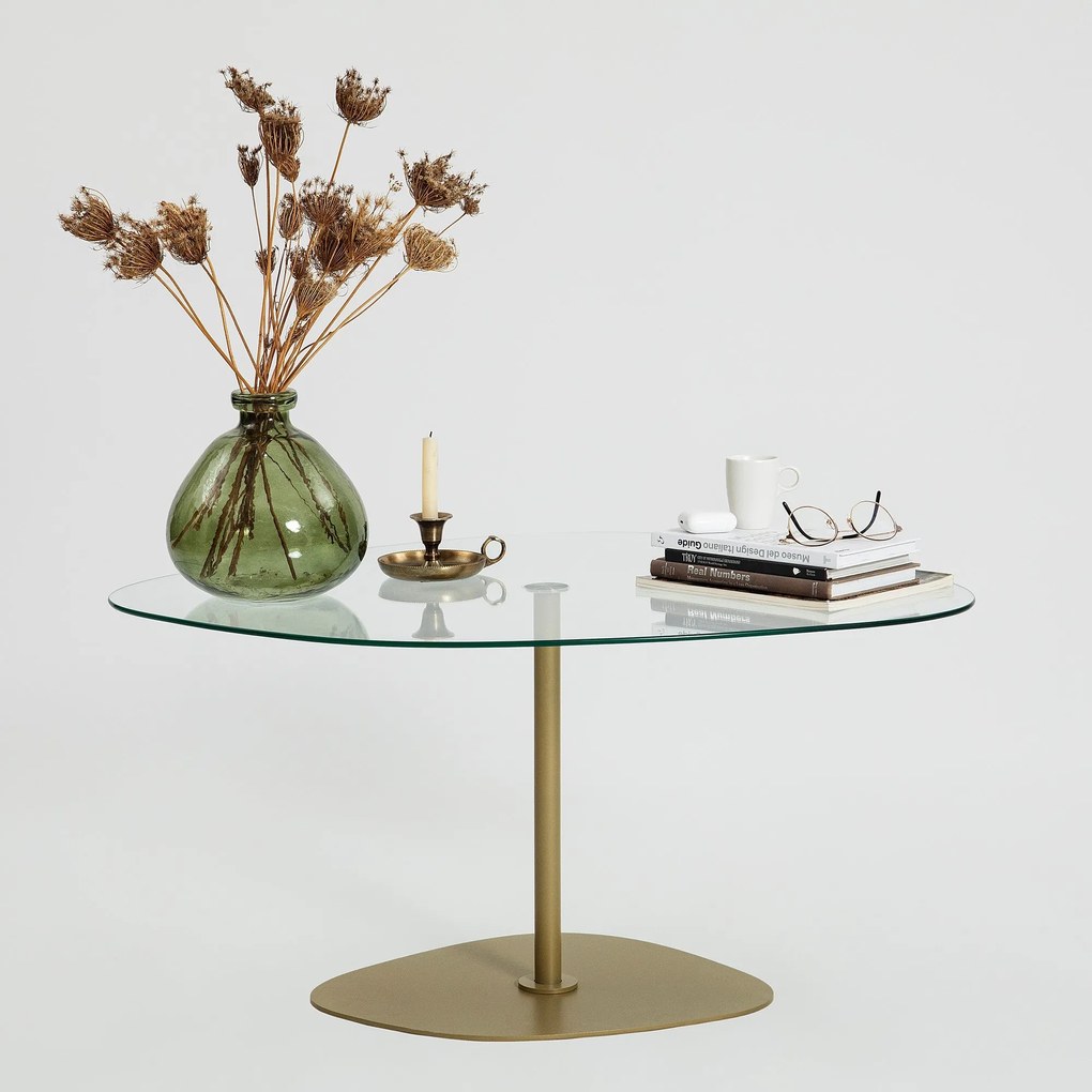 Mesa de Café Soho - Transparente e Dourada - 85 cm x 40 cm x 67 cm
