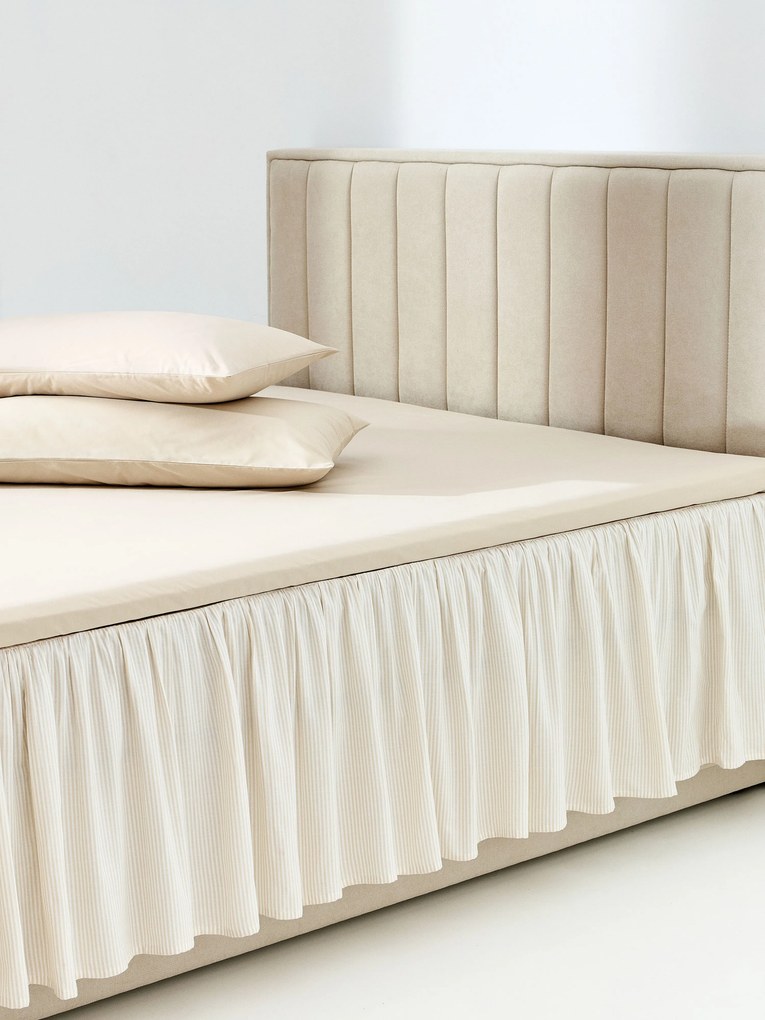 Saia de cama às riscas em algodão com folhos Twyla