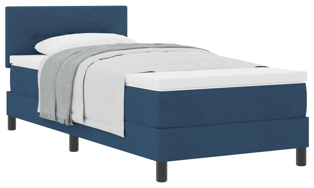 Cama Box Spring com Colchão Azul 90x190 cm Tecido