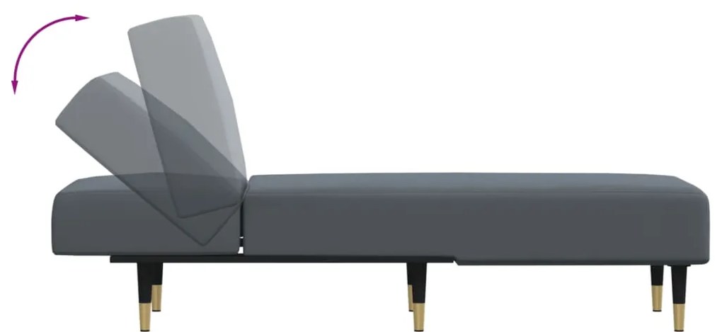 Chaise longue veludo cinzento-escuro