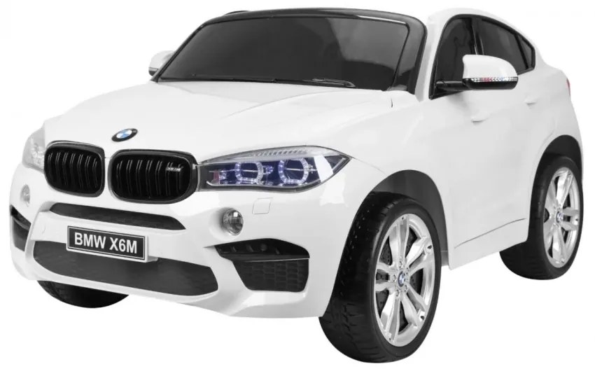 Carro elétrico para Crianças 2 Lugares BMW X6M XXL 12V Rodas Espuma EVA, Assento couro ecológico Branco