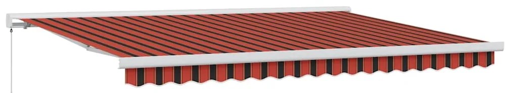 Toldo Retrátil Manual em Laranja e Marrom - 450x300 cm
