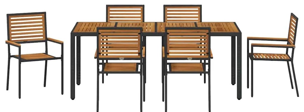 Conjunto de Jantar de 7 Peças para Jardim vidaXL em Rattan Poliéster P