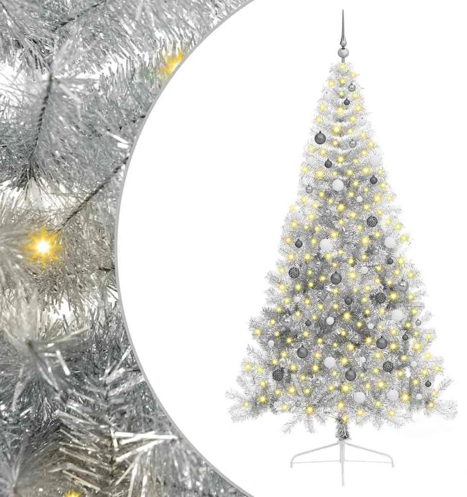 Árvore de Natal Artificial Prateado 240 cm PET