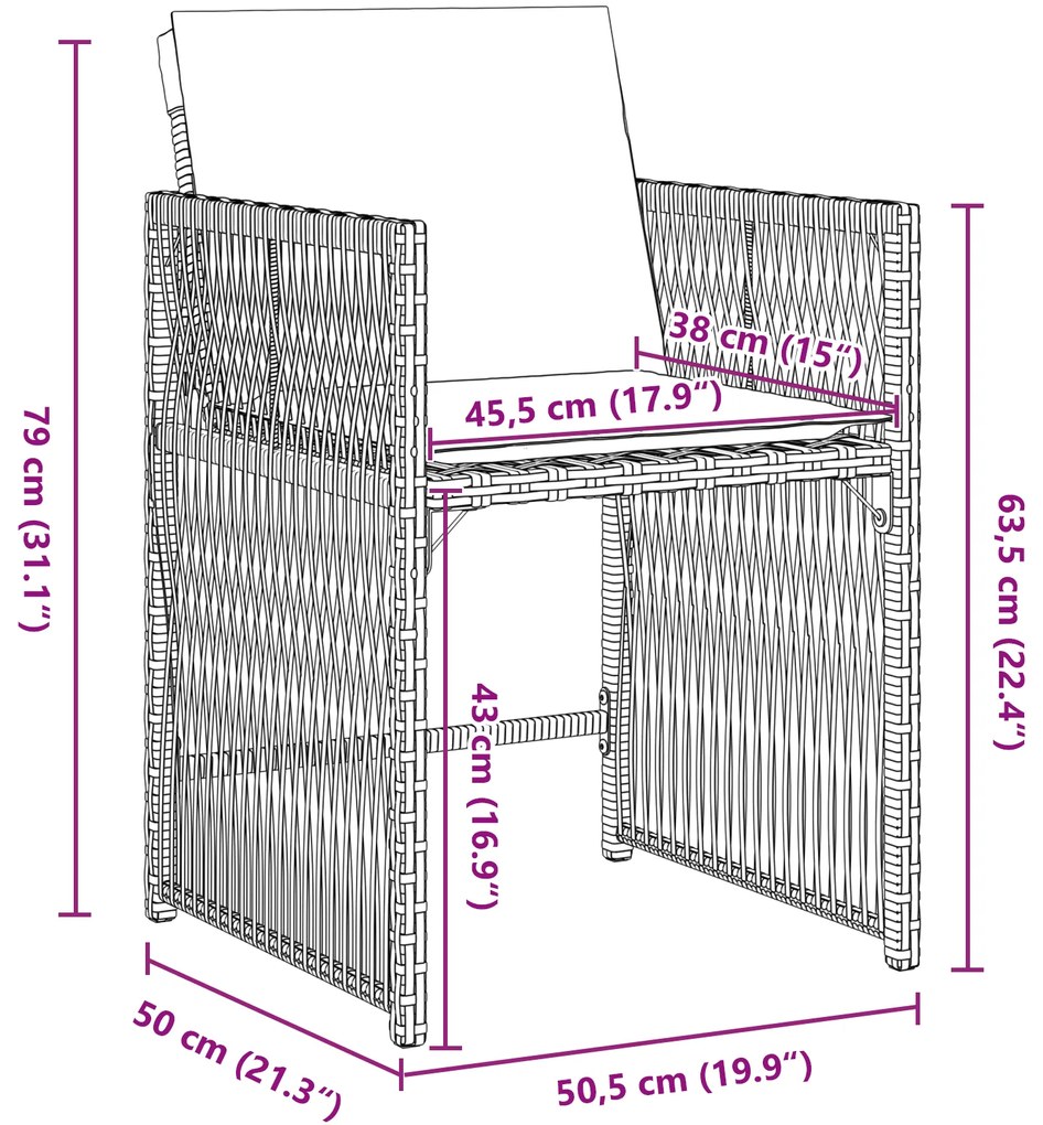 Conjunto de Jantar para Jardim com Almofadas Marron Vime Poly Rattan