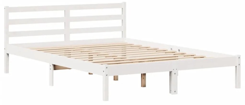 Cama sem colchão 140x190 cm madeira de pinho maciça branco