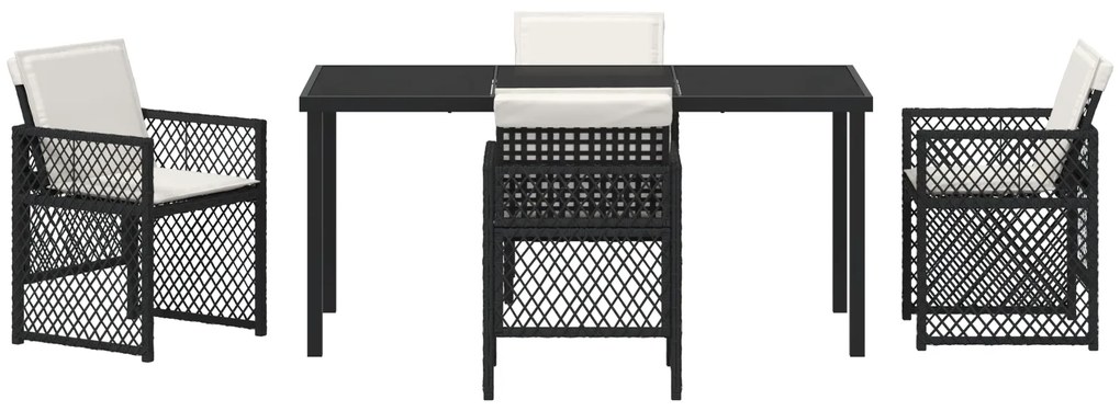 Conjunto de Jantar de Jardim vidaXL com 5 Peças e Almofadas Preto Ratt