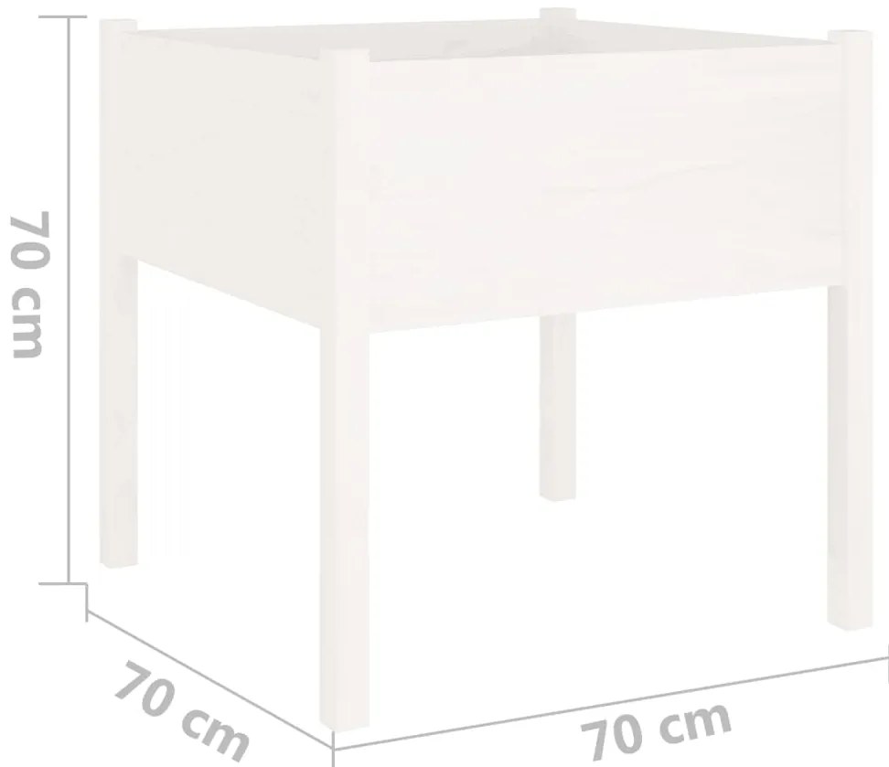 Vaso de jardim 70x70x70 cm madeira de pinho maciça branco