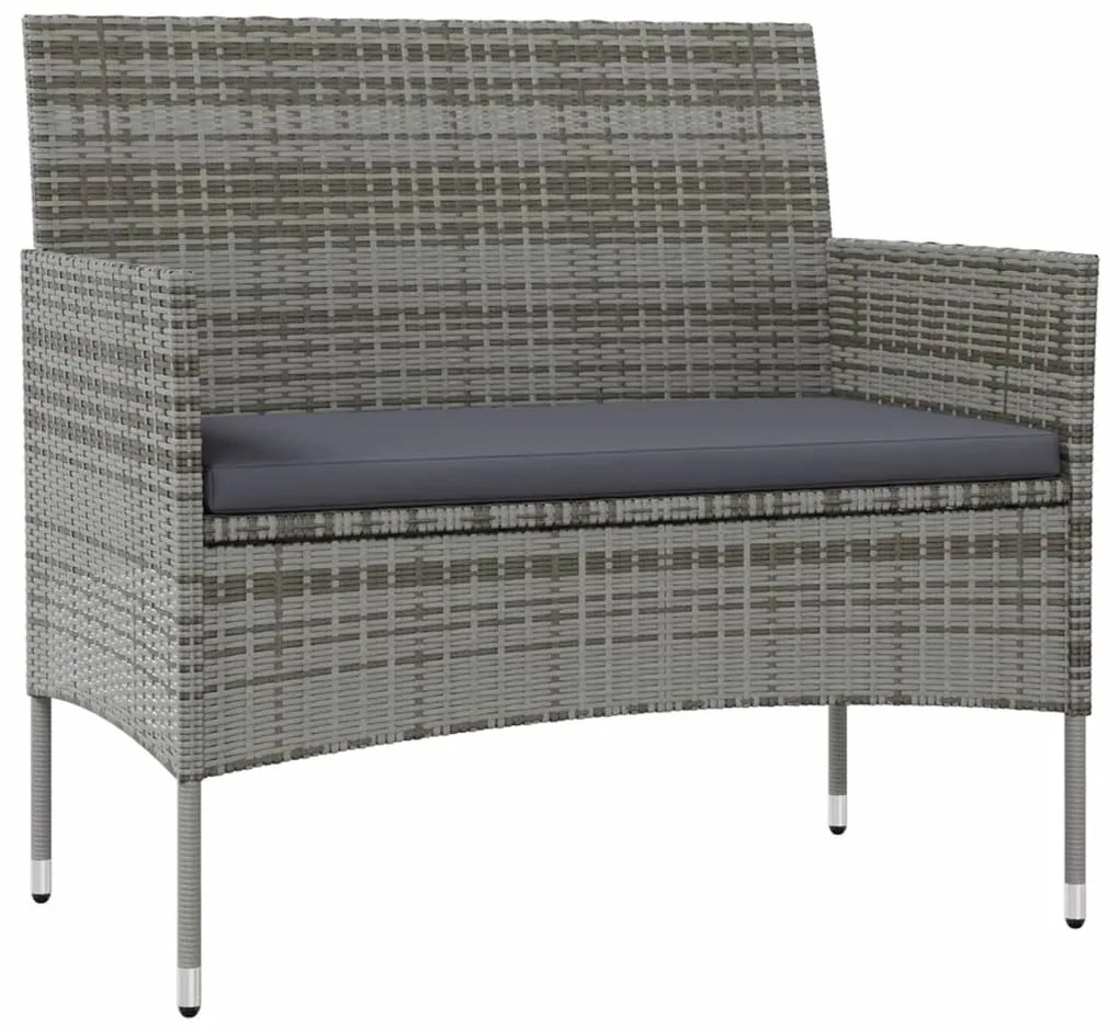16 pcs conjunto lounge de jardim c/ almofadões vime PE cinzento