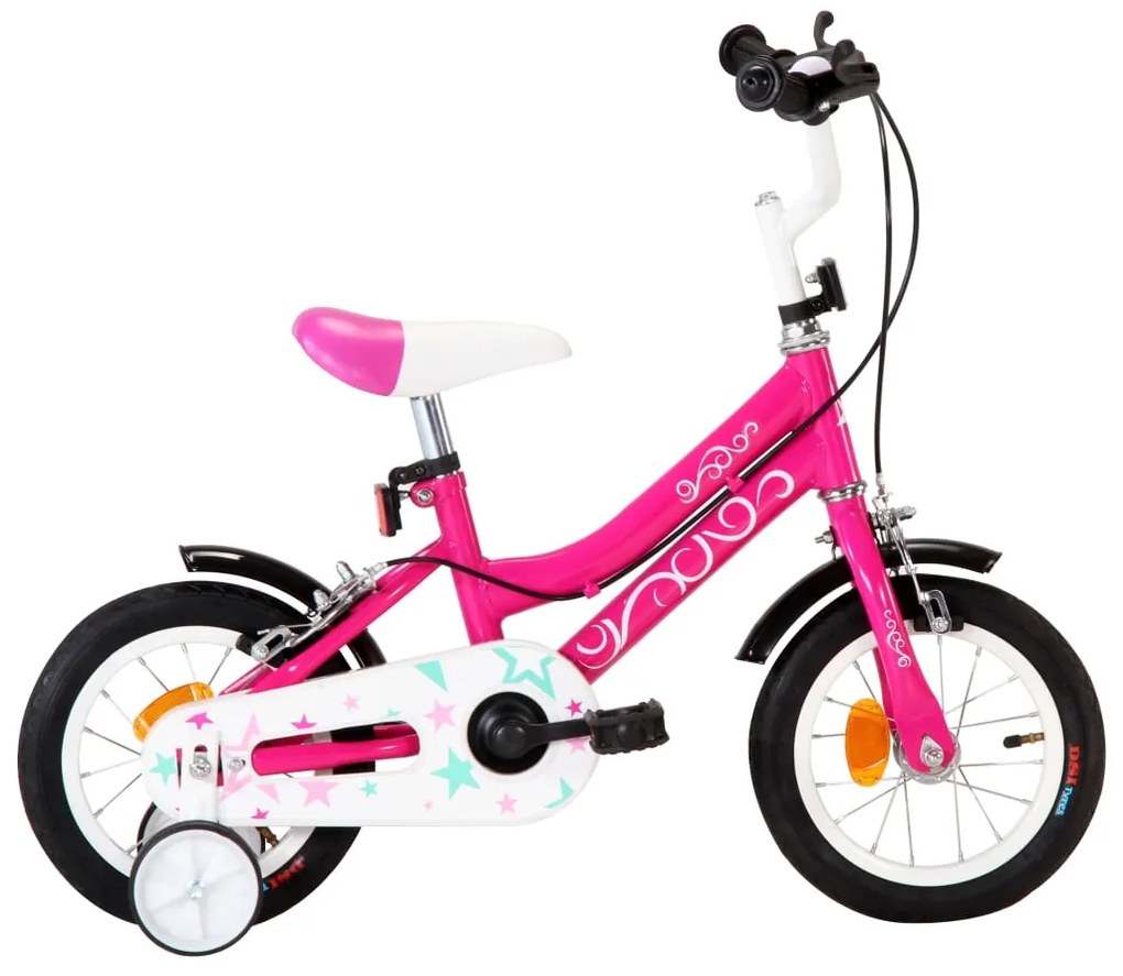 vidaXL Bicicleta de criança roda 12" preto e cor-de-rosa