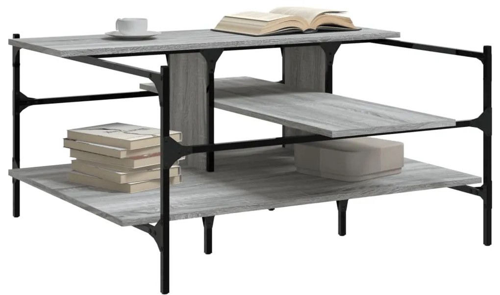 Mesa de centro 100x100x48,5cm derivados de madeira cinza sonoma