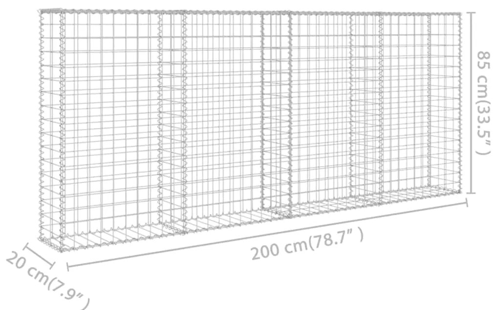 Muro gabião com tampas aço galvanizado 200x20x85 cm