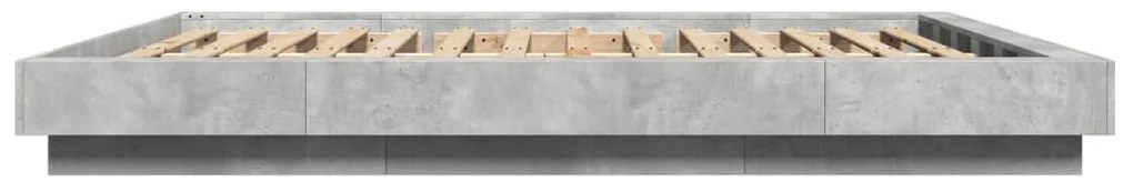 Estrutura cama c/ luzes LED derivados de madeira cinza cimento