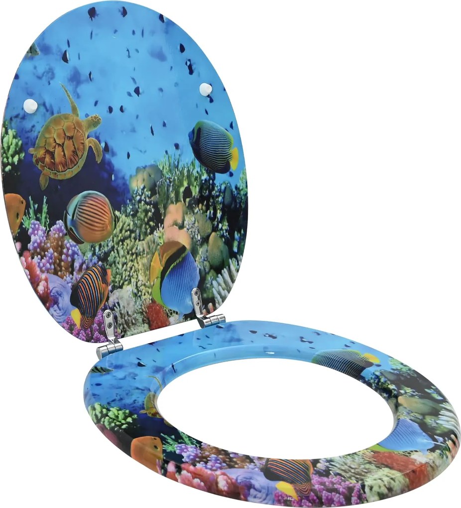 vidaXL Assento de Vaso Sanitário Azul Profundo do Mar 44 x 38 cm