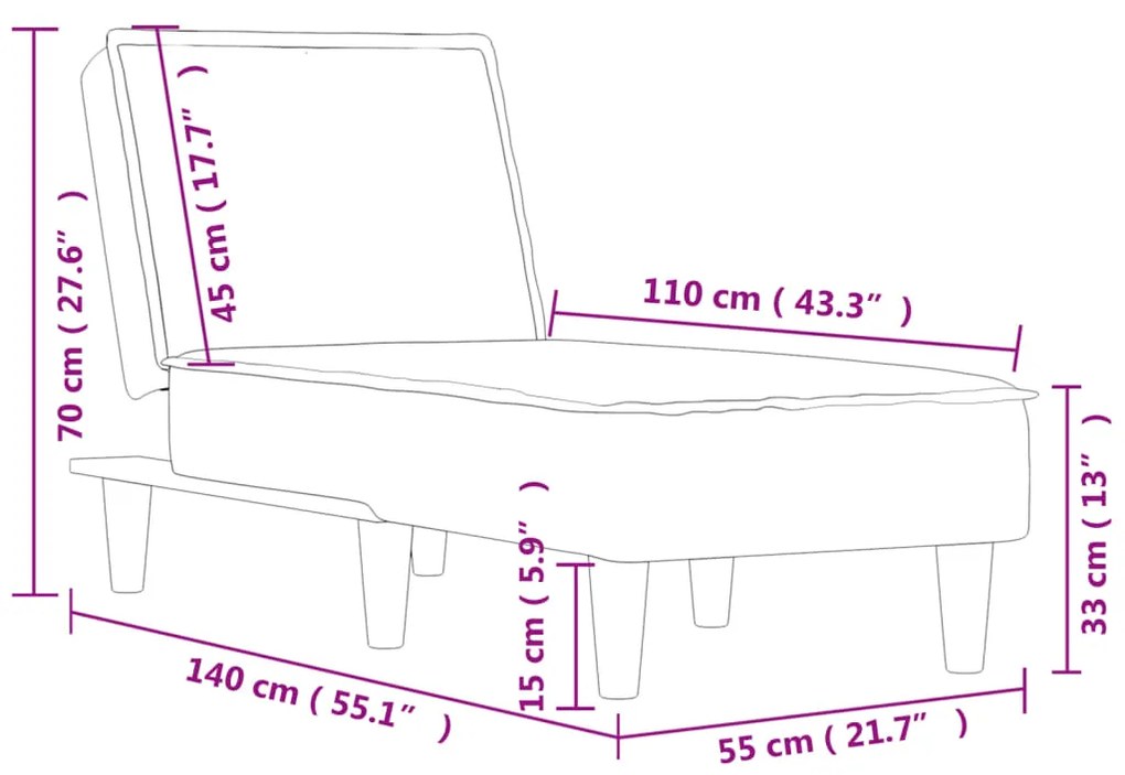 Chaise longue veludo cinzento-escuro